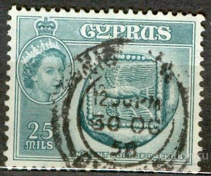 Великобритания Кипр 1955  Королева ДРЕВНЯЯ МОНЕТА ПАФОС