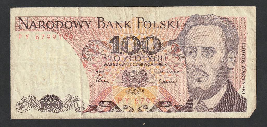 Польша, 100 злотых 1986 года