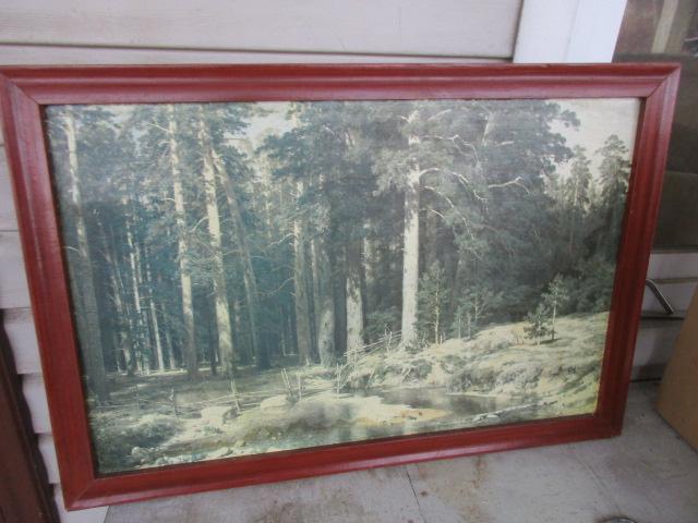 Репродукция картины Шишкина "Корабельная роща" . Литография. Дерево