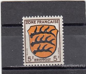 ГЕРМАНИЯ ФРАНЦУЗСКАЯ ЗОНА ОККУПАЦИИ  Герб № 3  1945  Сост**  MNH