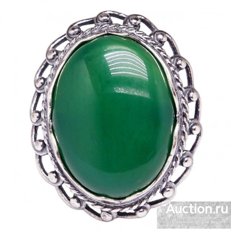 Кольцо Р16.5 посеребрение агат зеленый комплект перстень камни натуральные комплект 971