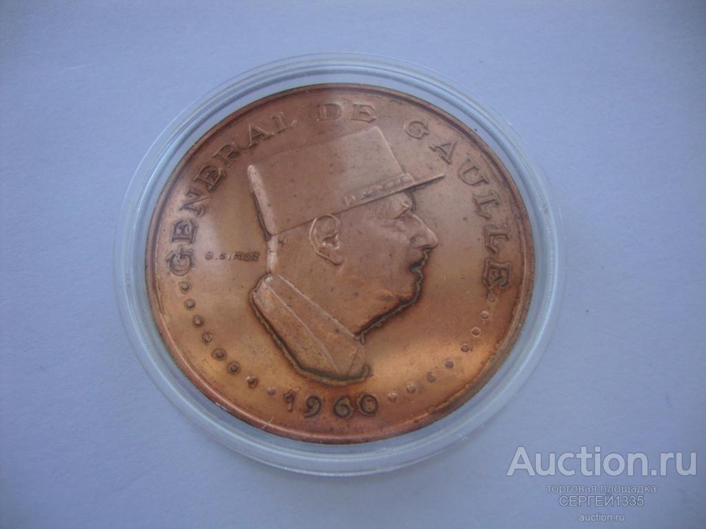 Чад 10000 франков 1960 Генерал Шарль де Голль ESSAI МЕДЬ