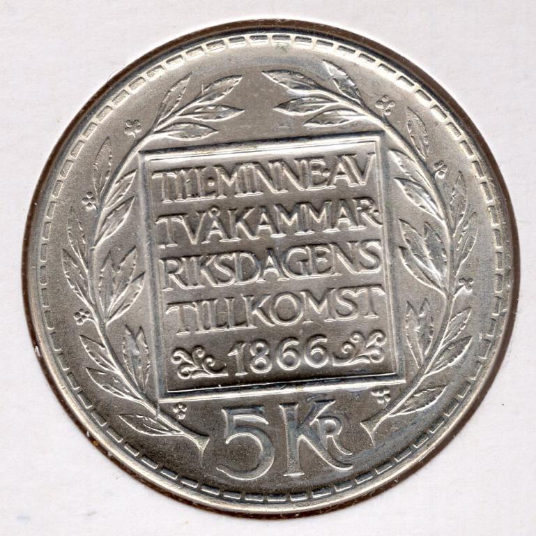 5 крон - Швеция - 1966 - Реформа - серебро 400