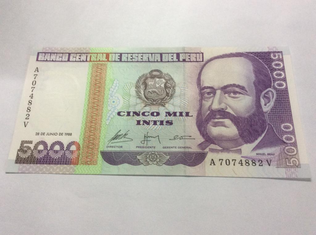 Перу 5000 интис 1988 г., банкнота Пресс UNC