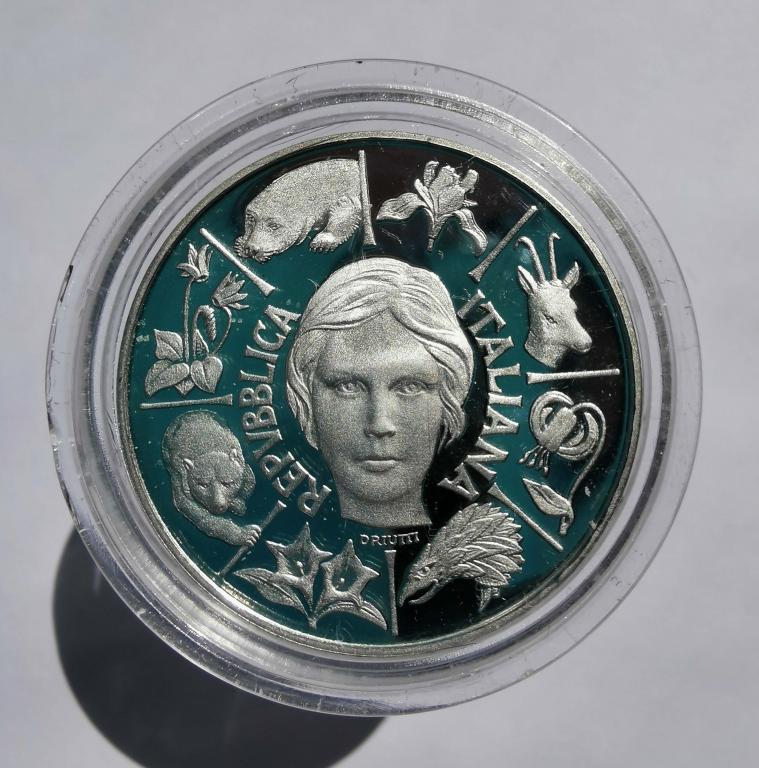 Италия 500 лир 1991 Флора и фауна PROOF ПРУФ серебро