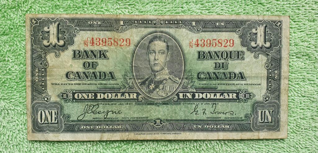 1 доллар "Bank of Canada/Banque du Canada", 1937 год, Канада - доминион Великобритании
