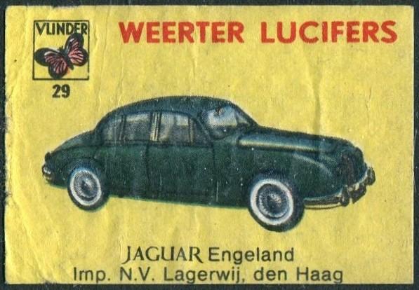 АВТО Нидерланды Weerter lucifers британский автомобиль JAGUAR Ягуар реклама спичечная этикетка