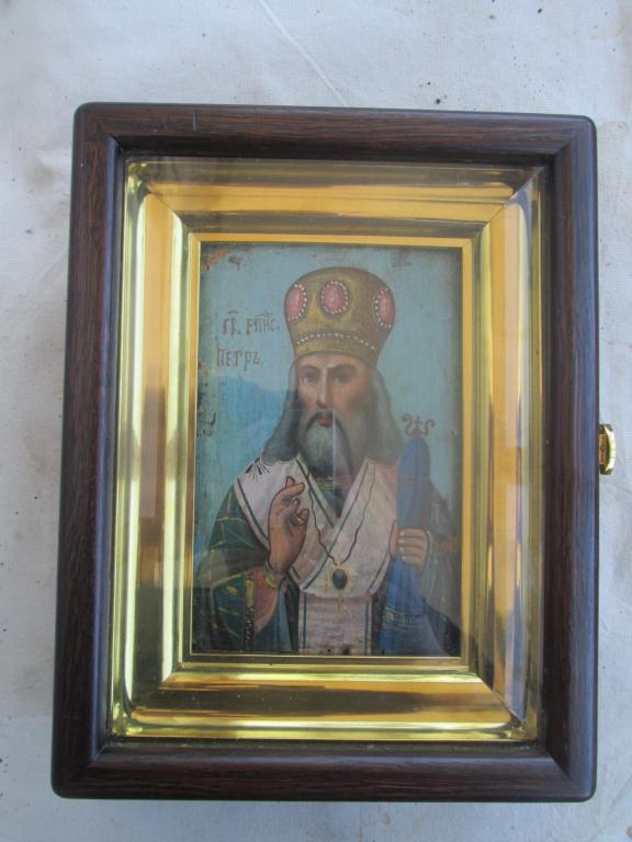 СВЯТОЙ ЕПИСКОП ПЕТР , 19 ВЕК ! В ШИКАРНОМ КИОТЕ !!! ПРЕВОСХОДНОЕ ПИСЬМО , РЕДКИЙ СВЯТОЙ !!!!!!!!!!!!