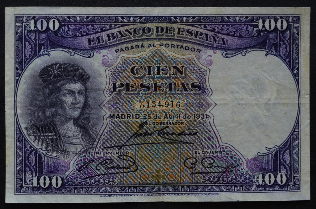Испания 100 песет 1931 год.