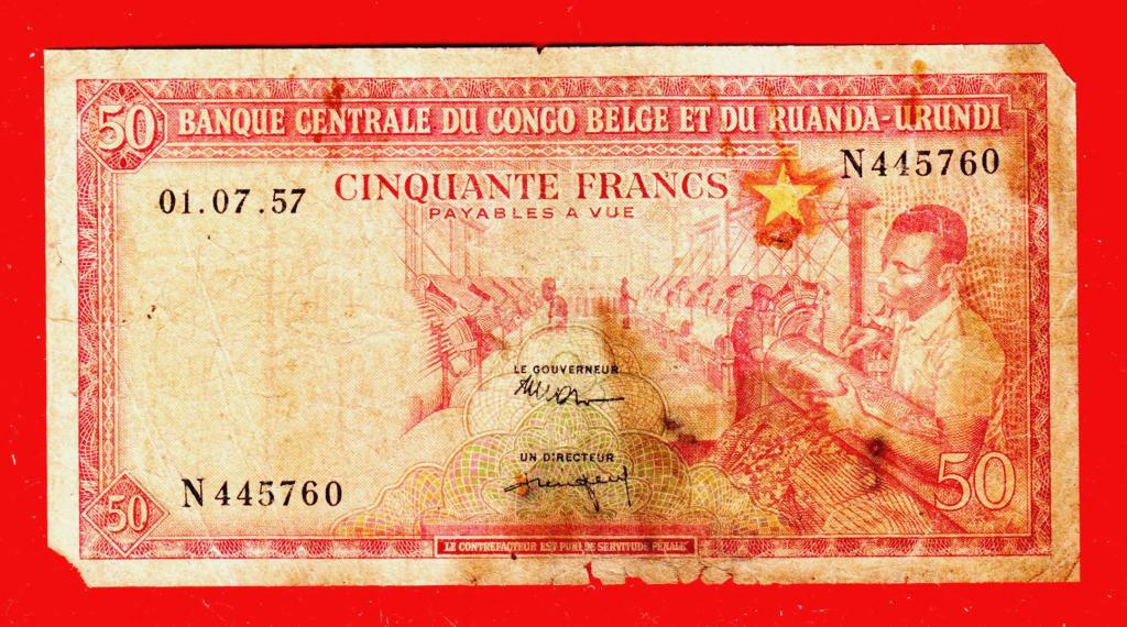 Бельгийское Конго (Руанда-Урунди), 50 франков, 1957, N 445760 – РЕДКАЯ, RRR!!!
