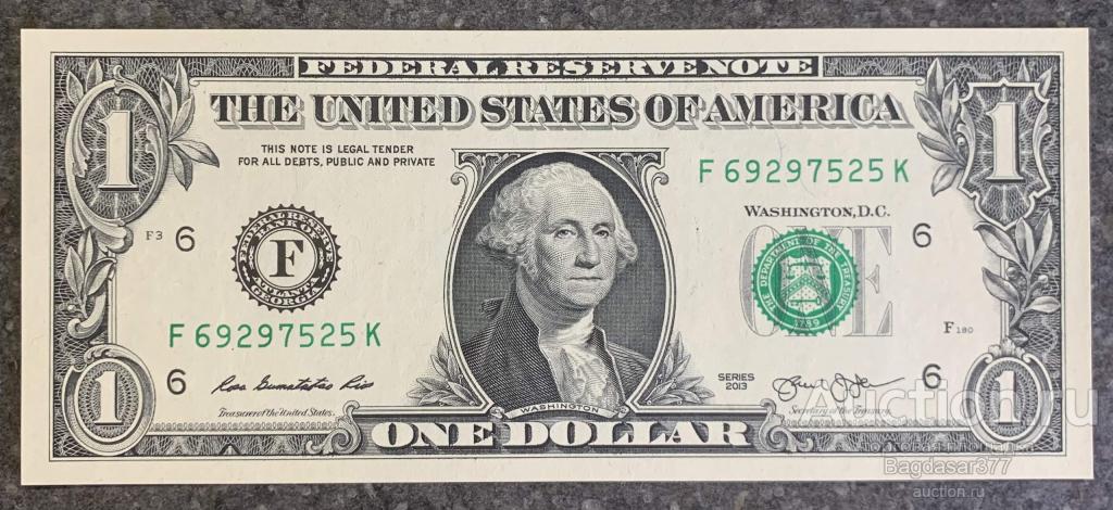 США 1 ДОЛЛАР 2013 6F (АТЛАНТА) БЛОК F-K 'UNC!!!' (см.фото)