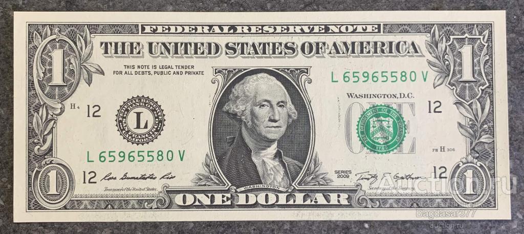 США 1 ДОЛЛАР 2009 12L (КАЛИФОРНИЯ) БЛОК L-V 'UNC!!!' (см.фото)
