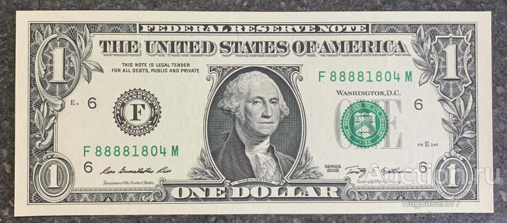 США 1 ДОЛЛАР 2009 6F (АТЛАНТА) БЛОК F-M 'UNC!!!' (см.фото)