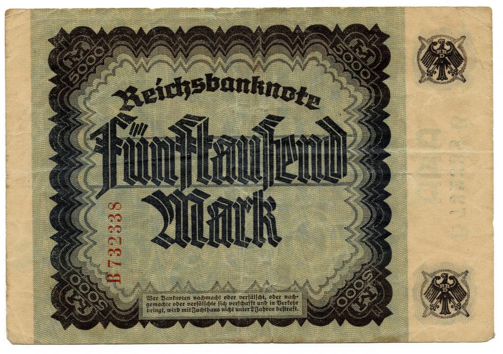5000 марок 1922 - Германия Веймарг. РЕДКАЯ