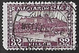 Венгрия. 1929. Королевский дворец в Будапеште. Корабль справа. Гашение.