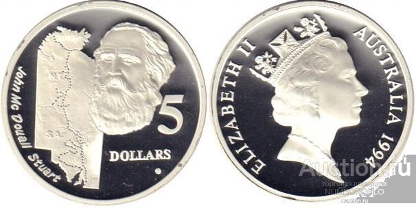 Австралия 5 долларов, 1994 Австралийские исследователи - Джон Макдауэлл Стюарт