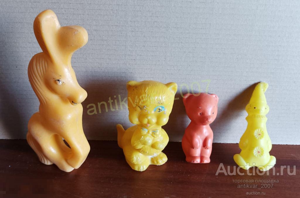Детские игрушки из пластмассы 4 шт. (конь, медведь, кот, клоун)