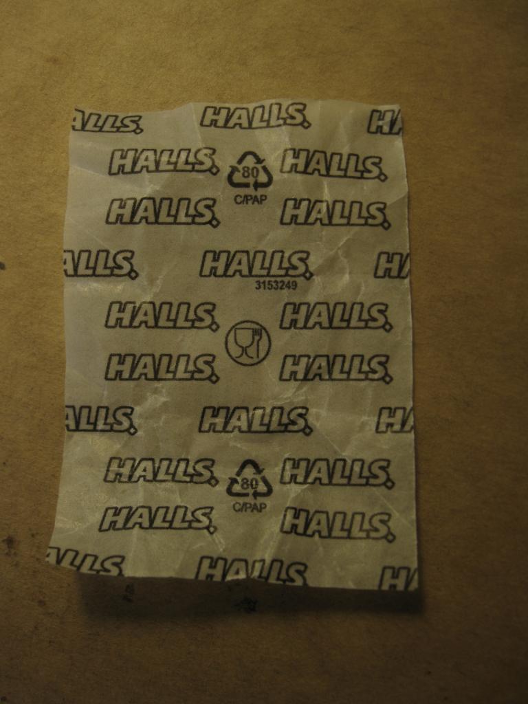 HALLS ментол экстра (чёрный), этикетка от леденца, Россия, мультилот ...
