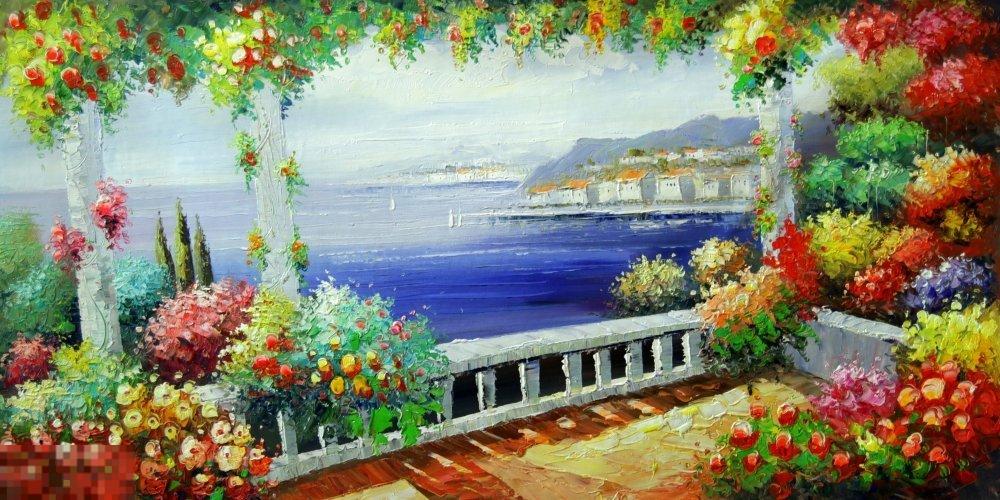Картина маслом на холсте "Адриатика" 120*60 см. арт. 1267 Пейзажи Средиземноморский 