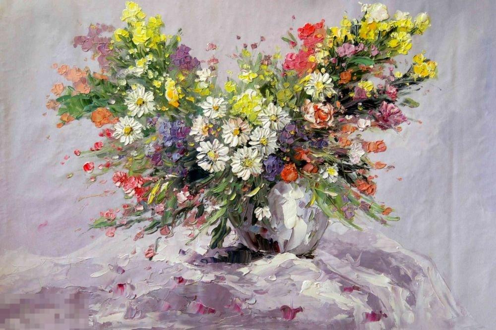 Картина маслом на холсте "Буйство цвета" 90*60 см. арт. 1598 Ромашки 