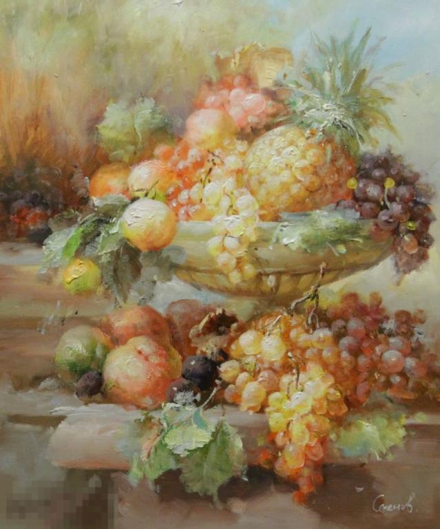 Картина маслом на холсте "Ананас" 50*60 см. арт. 1617 Натюрморты Фрукты 
