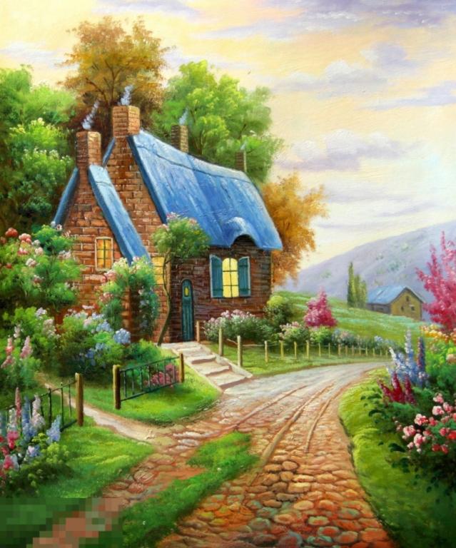 Картина маслом на холсте "Волшебство" 50*60 см. арт. 1447 Пейзажир Лето Сказка 