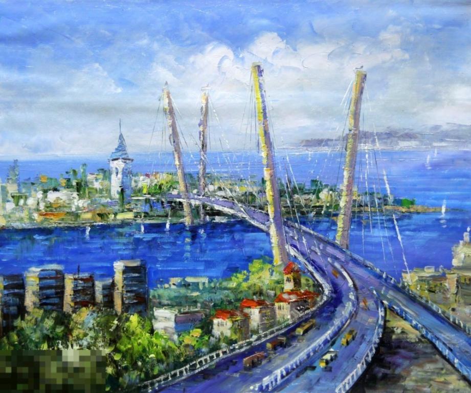 Картина маслом на холсте "Владивосток" 60*50 см. арт. 1740 Русский пейзаж 