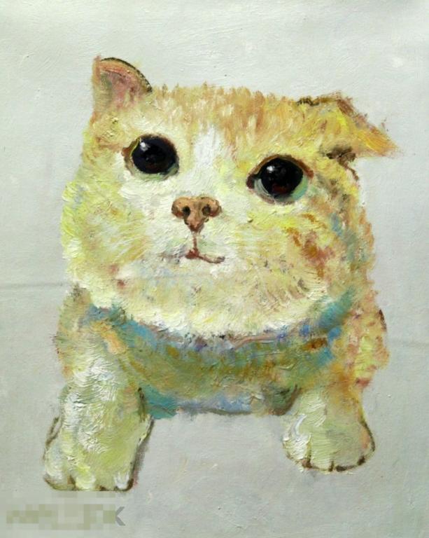 Картина маслом на холсте "Милый кот" 40*50 см. арт. 1680 Животные 