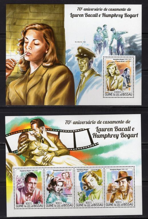 Гвинея-Бисау, 2015г., киноартисты, Хамфри Богарт (лист+блок) **