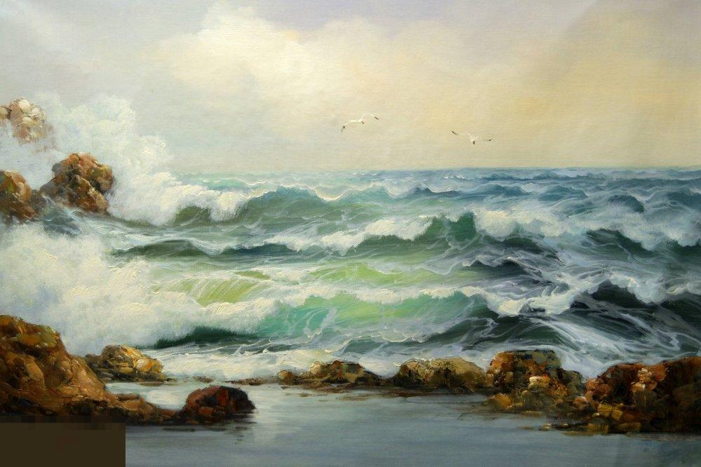 Картина маслом на холсте "Скалы" 60*90 см. арт. 1585 Пейзажи Море 