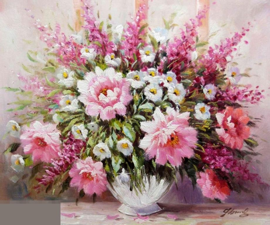 Пионы и сирень картина