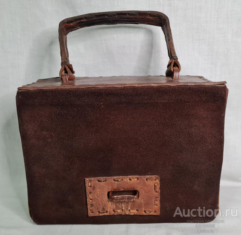 Старинная антикварная сумка Натуральная Кожа Замша (2.6