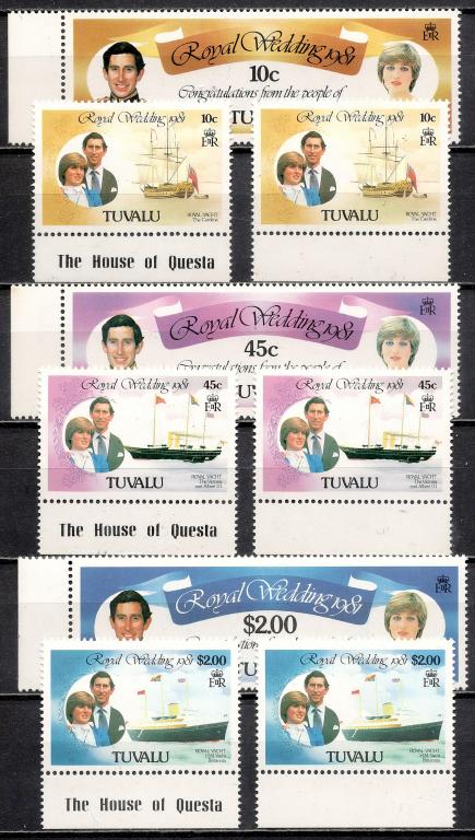 ❤1981 Тувалу Принцесса Диана и Чарльз Mi 145A-150A (Полная серия) MNH OG