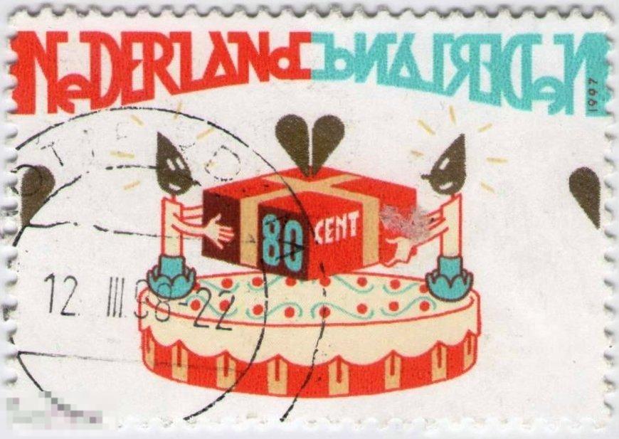 Нидерланды 1987 г.Торт День рождения Подарки Свечи 