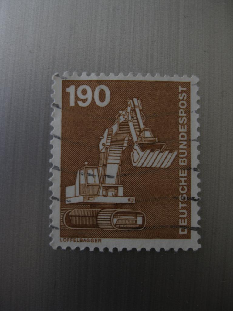 Одноковшовый экскаватор, техника, ФРГ, Германия 1982 год, марка стандарт гашеная (3.24)