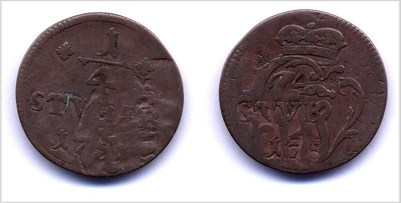 Вид-Рункель, 1/4 штюбера 1758 г. Интересный брак залипуха