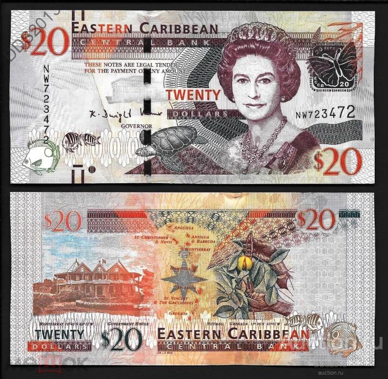 Восточные Карибы 20 долларов 2015 года P-53b UNC