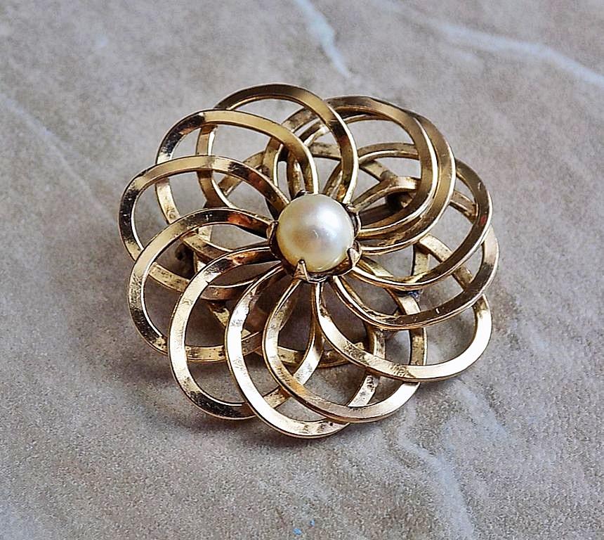 ВИНТАЖНАЯ БРОШЬ ИЗ АМЕРИКИ! клеймо "1/20 12K G.F." позолота!