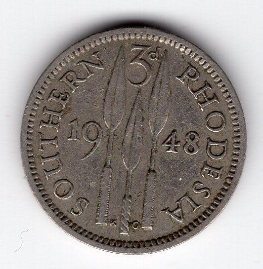 3 пенса - Южная Родезия - 1948