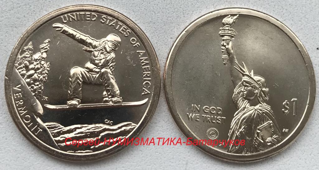 США 1 доллар 2022 г. Сноуборд, инновации (Вермонт)