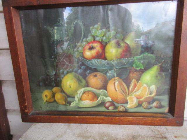 КАРТИНА. РЕПРОДУКЦИЯ. СТАРИННАЯ. ФРУКТЫ. КРАСИВАЯ