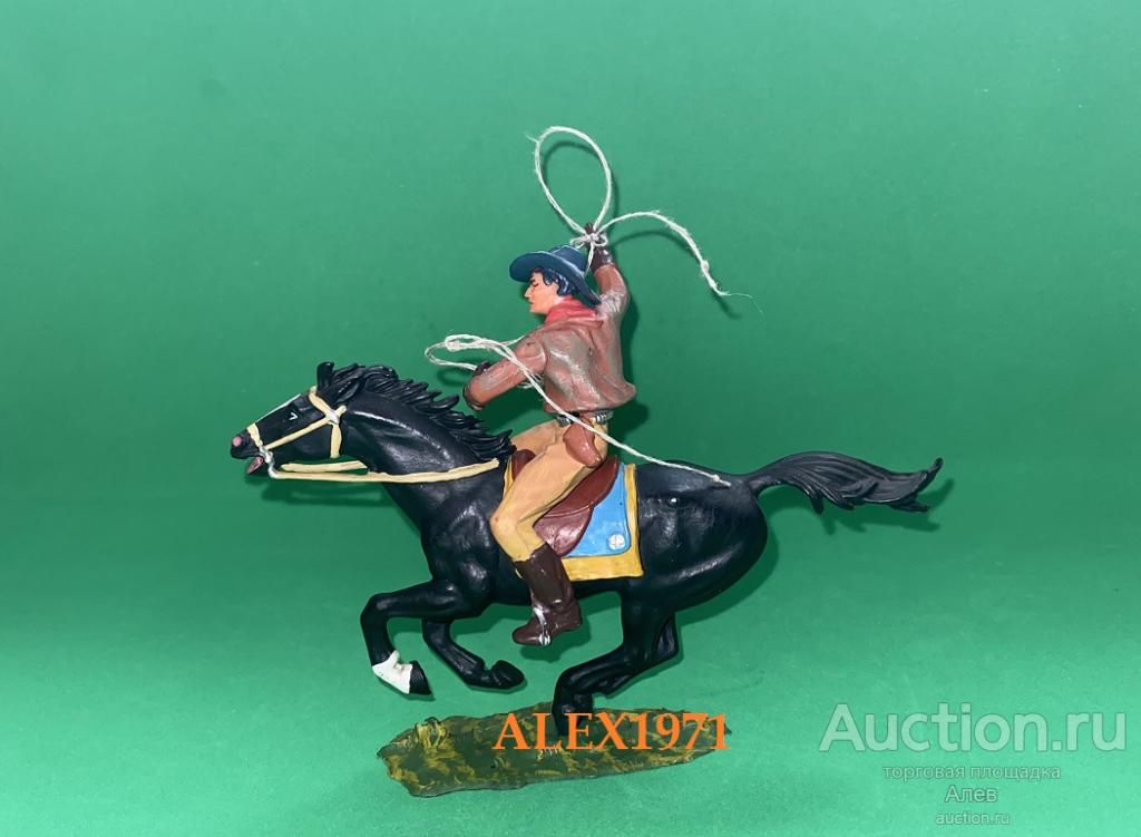 ELASTOLIN HAUSSER ГЕРМАНИЯ, № 6998 КОННЫЙ КОВБОЙ С ЛАССО, СОЛДАТИК, ВЕСТЕРН, ДИКИЙ ЗАПАД