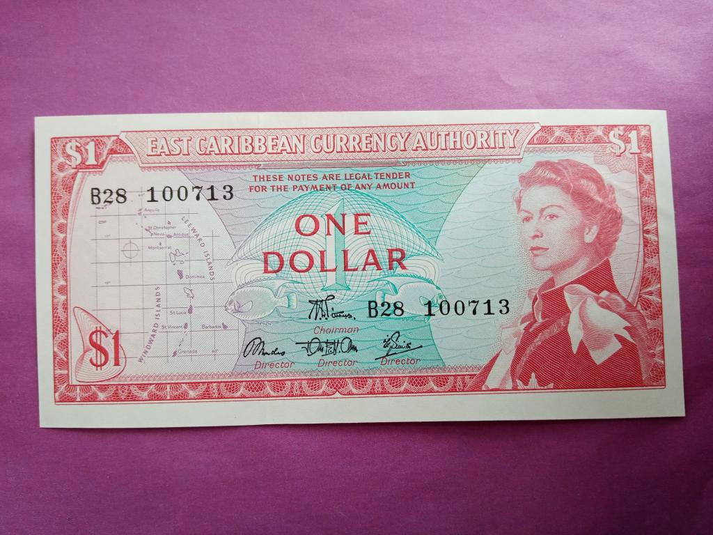 Восточные Карибские острова.1 доллар (1965г.) aUnc.P-13d.