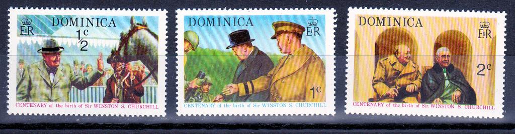 Марки Мальдивы 1974 г. Черчилль М № 404-406 MNH ** Персоналии Знаменитые люди Политика