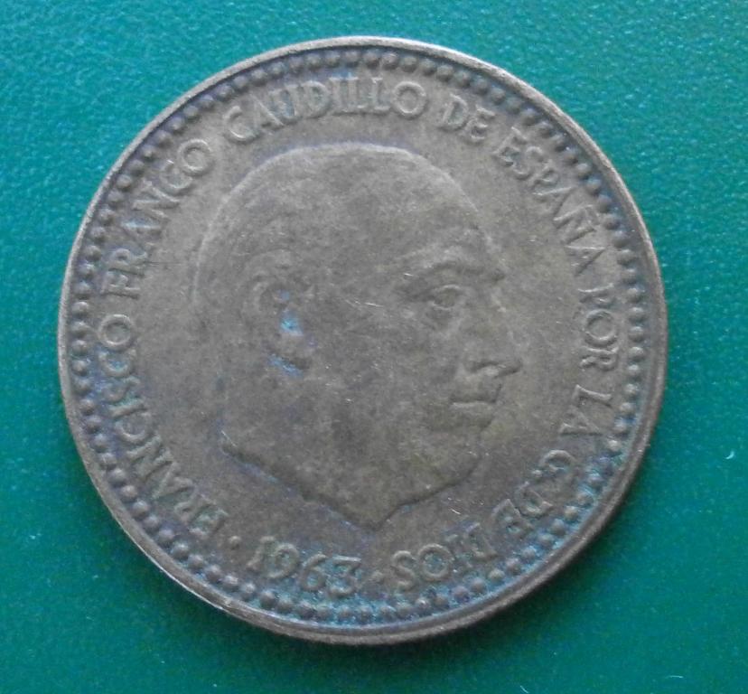 Испания. 1 песета. 1963 год. шикарная, в коллекцию.