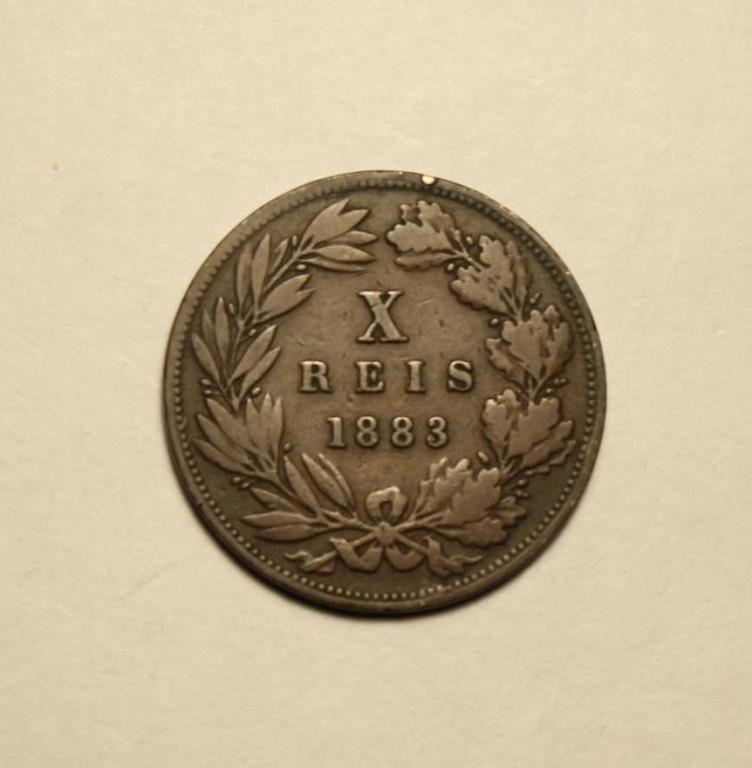 ПОРТУГАЛИЯ 10 РЕЙС 1883г.  ХОРОШЕЕ СОСТОЯНИЕ!  ОРИГИНАЛ.