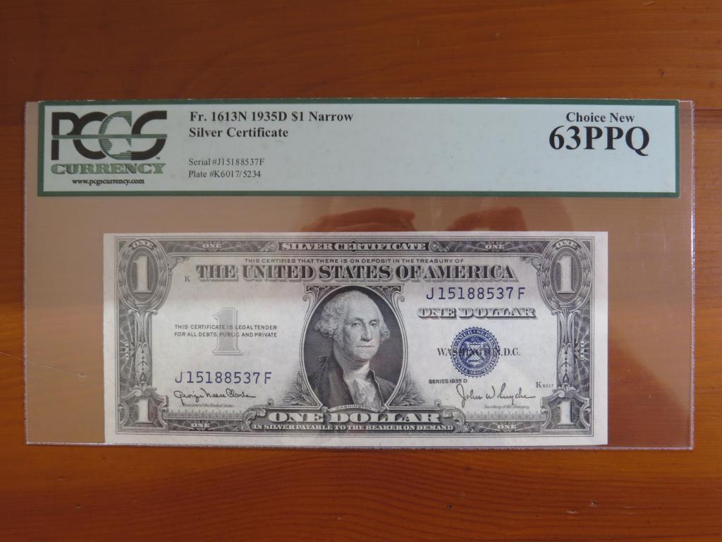 ⚡ 1 доллар 1935 г. - D - серебряный сертификат - США - слаб PCGS - 63 - В коллекцию! ⚡