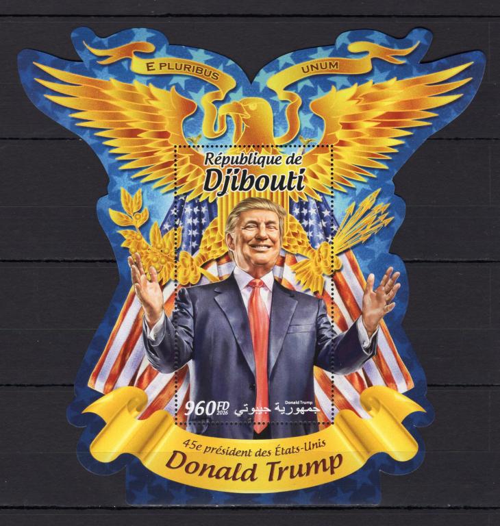 Джибути, 2016г., Дональд Трамп (м.лист+блок) **