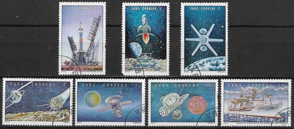 Куба 1973 г.  Достижения в космосе,  гаш.