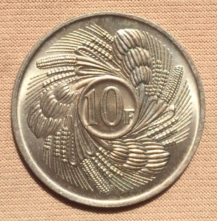 Бурунди 10 франков 1971 года.
